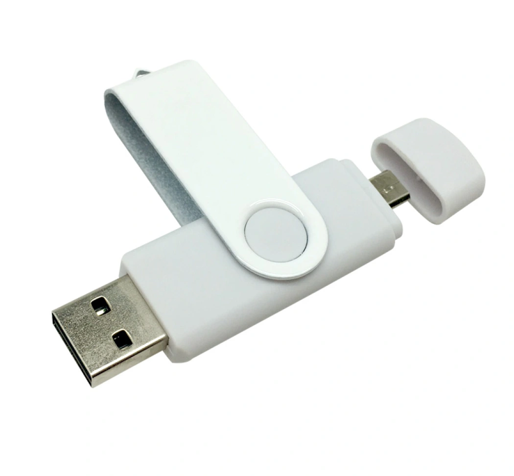 Флеш накопитель USB 2.0/OTG Twister Smart 16GB, пластик Софт Тач/металл, белый/белый