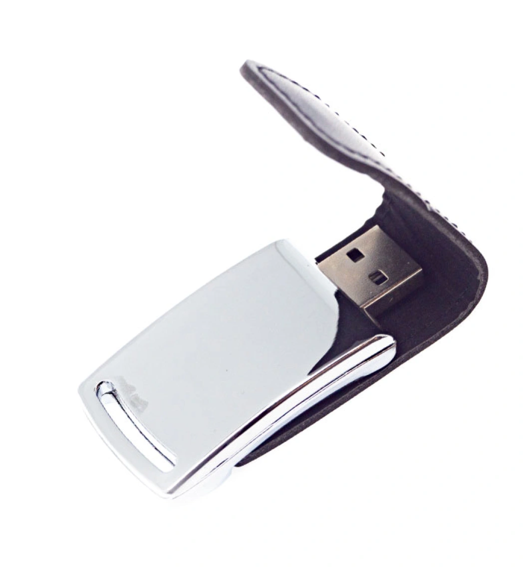 Флеш накопитель Shine, USB 2.0 32GB, металл/кожзам, серебро/черный 32GB