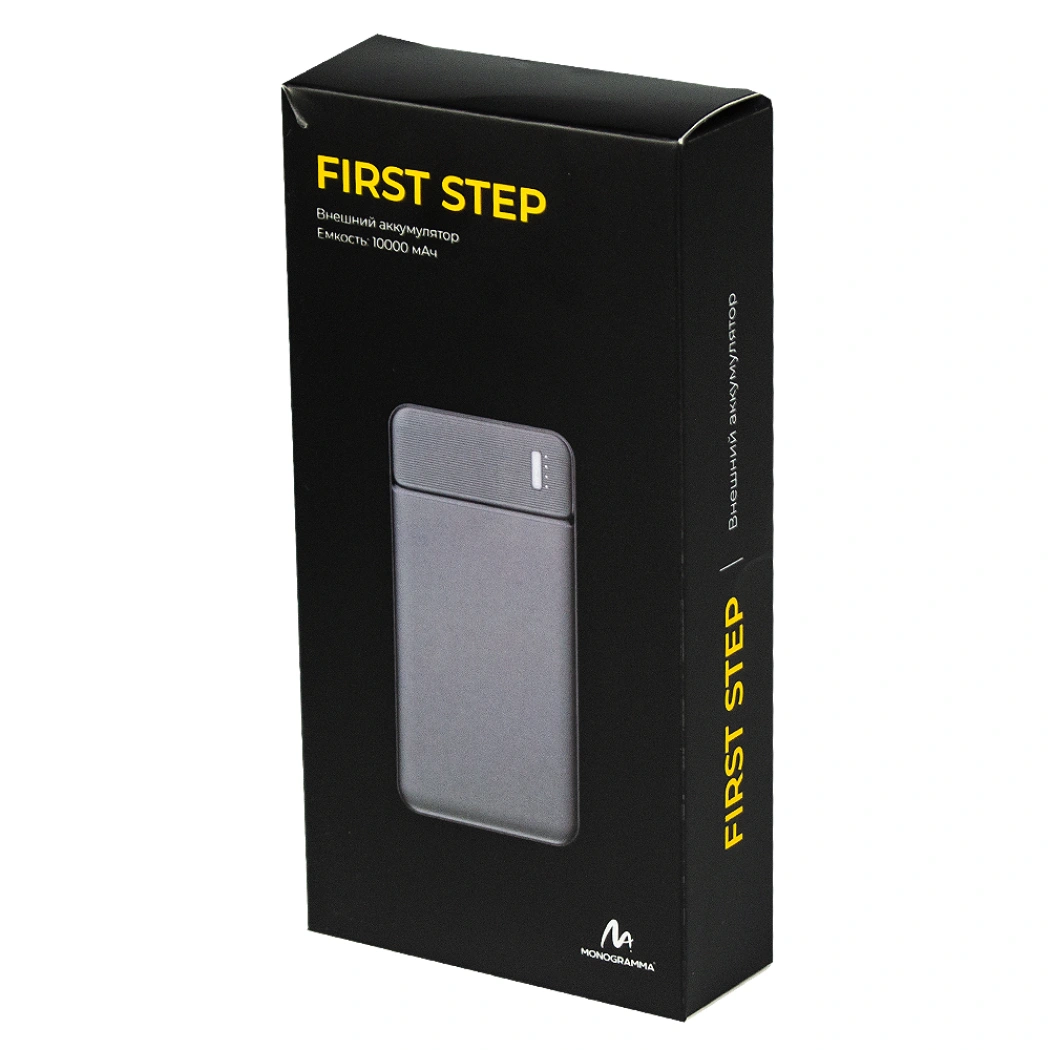 Внешний  аккумулятор «First step», 10 000 mAH, черный