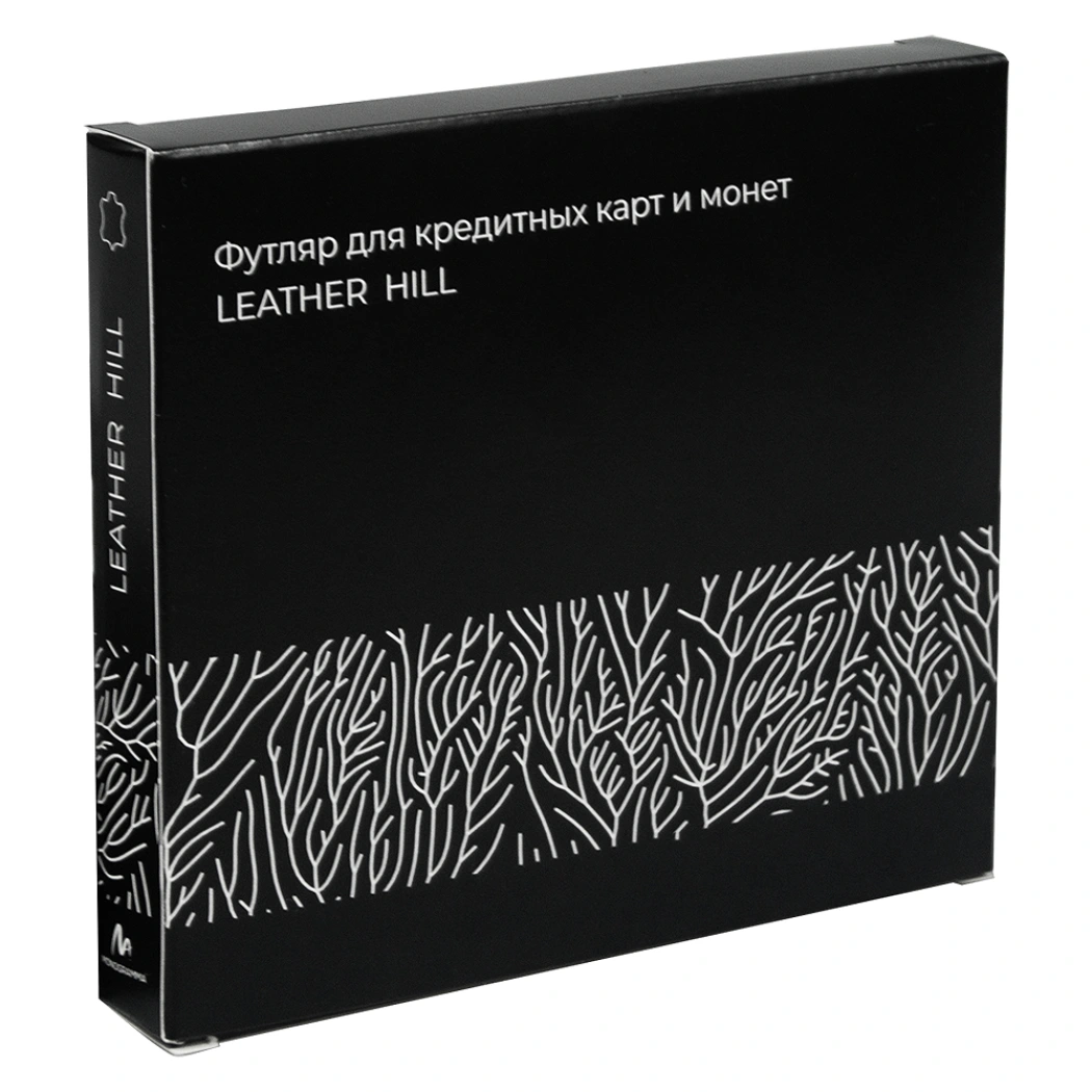 Универсальный футляр для кредитных карт и монет (картхолдер) leather Hill на молнии горизонтальный из натуральной кожи, черный