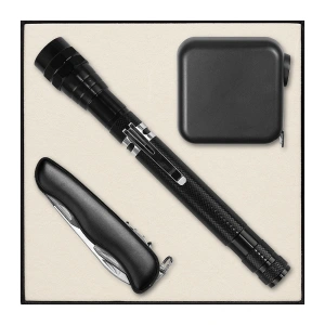 Набор подарочный Solution Superior Trio (Фонарь телескопический Tools Flashlight, рулетка Tools Master, 3 метра, нож складной Tools Nova ) черный