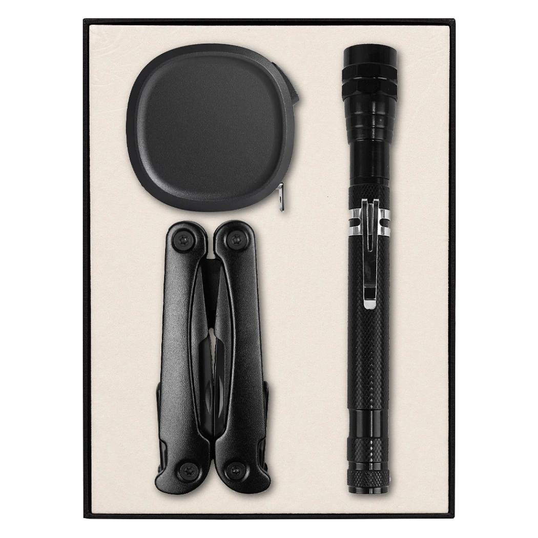Набор подарочный Solution Superior Trio (Фонарь телескопический Tools Flashlight, рулетка Tools Trecker 3 метра, мультитул Tools Hardwork), черный
