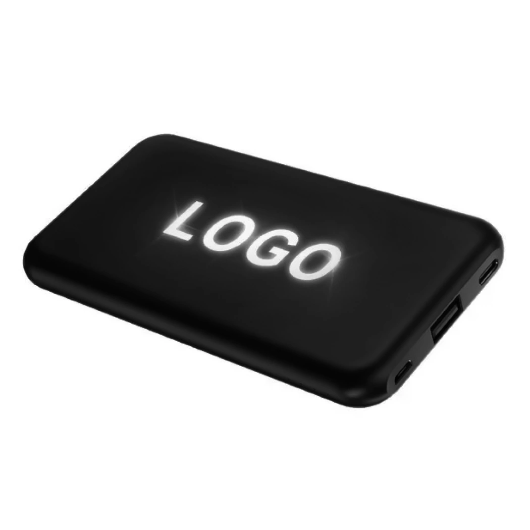 Внешний аккумулятор Kugo, 10000 mAh с подсветкой гравировки, черный