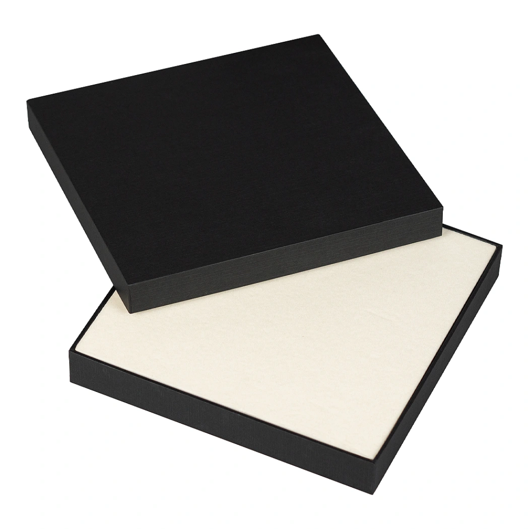 Коробка подарочная, размер 18*18*2 см, Solution Superior Linen, черная,  бежевый ложемент под ручку и прямоугольный предмет