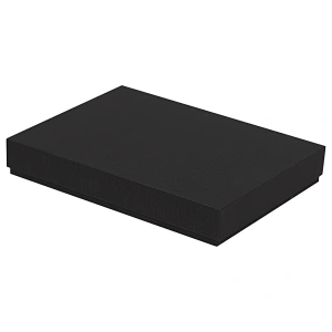 Коробка подарочная, размер 24*17,5*3 см, Solution Superior Linen, черная, бежевый ложемент под индивидуальную вырубку
