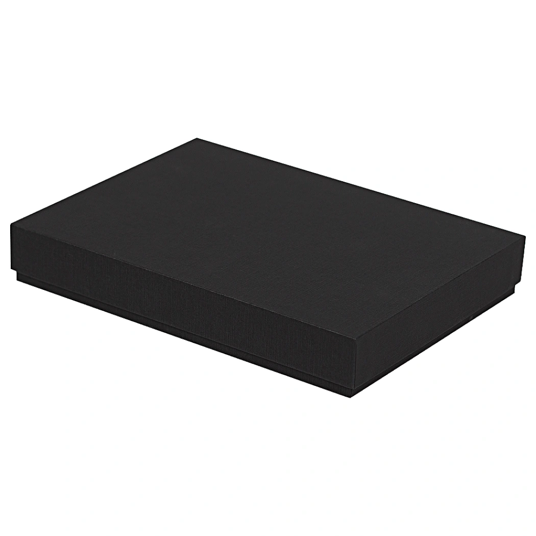 Коробка подарочная, размер 24*17,5*3 см, Solution Superior Linen, черная, бежевый ложемент под индивидуальную вырубку