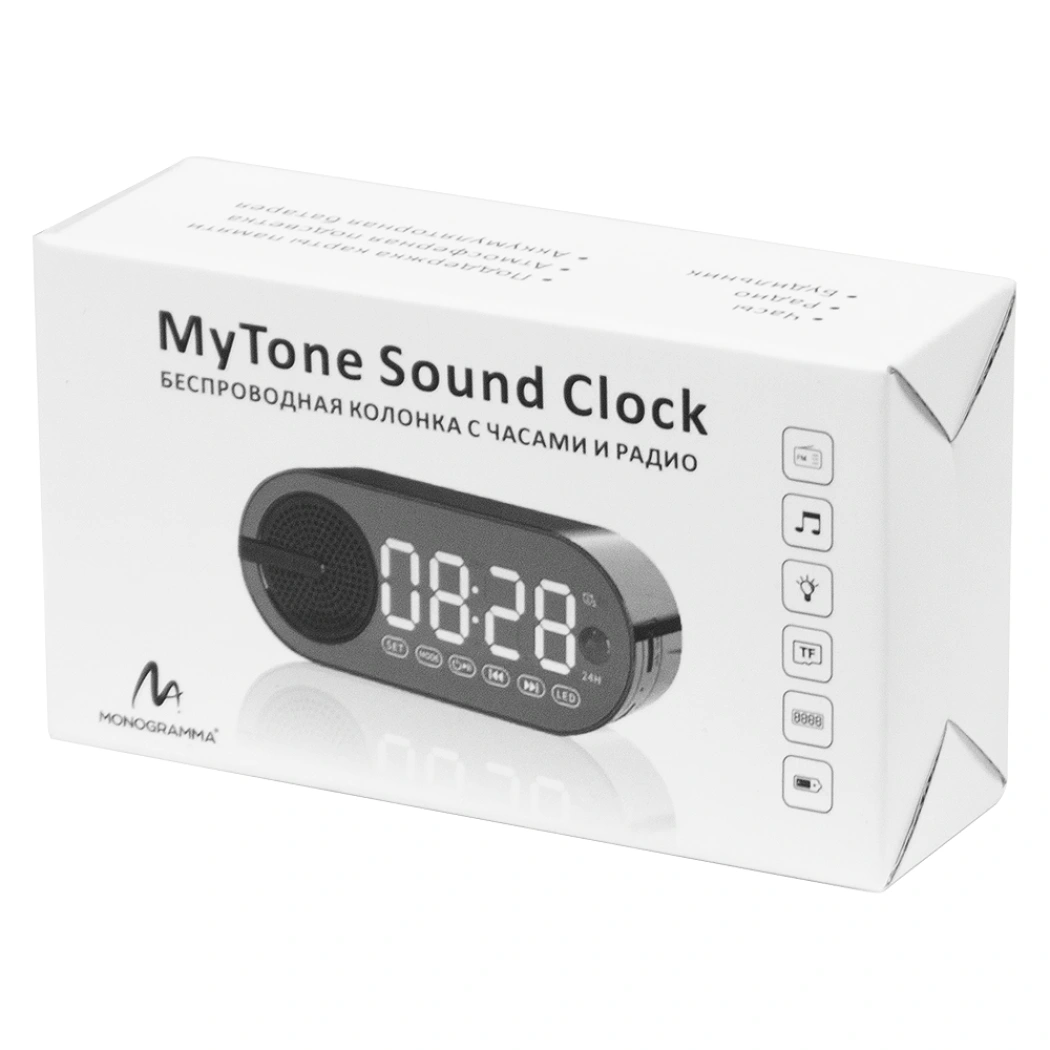 Колонка беспроводная MyTone  Sound Clock c часами, черная