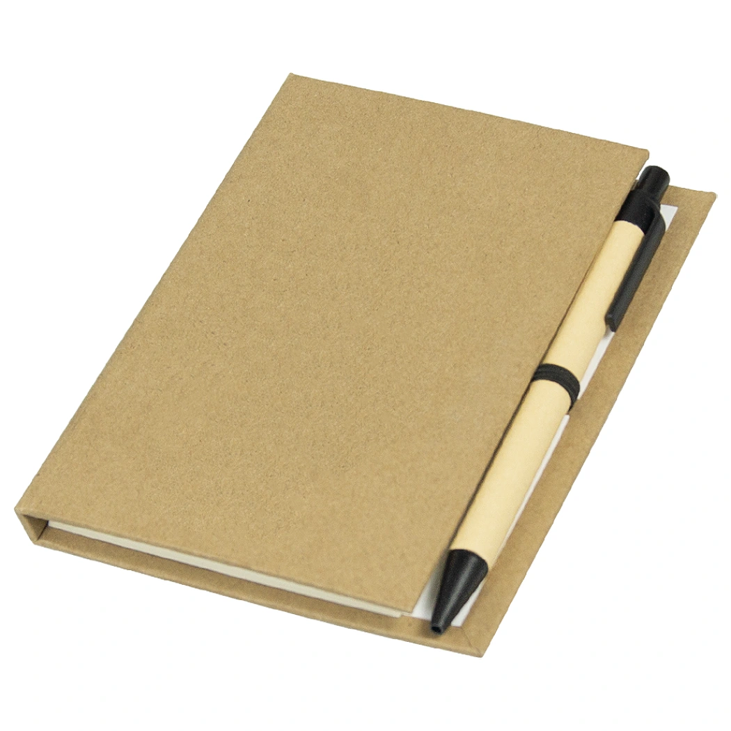 Блокнот А6  Stick and go с ручкой и набором стикеров в твердом переплете,  размер 11,5*14,5*1 см, крафт