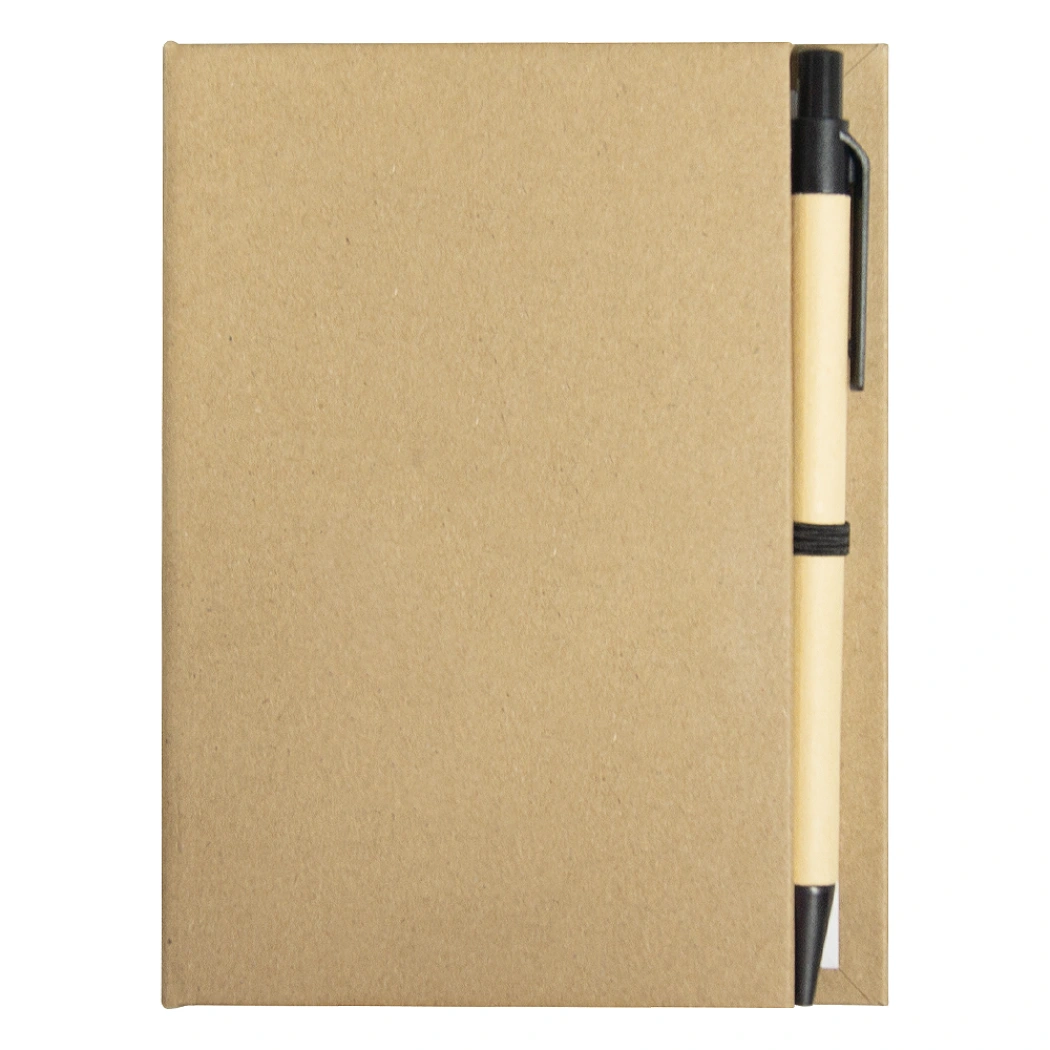 Блокнот А6  Stick and go с ручкой и набором стикеров в твердом переплете,  размер 11,5*14,5*1 см, крафт