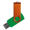 Флеш накопитель USB 2.0 Twister Сolor Mix 16GB, пластик Софт Тач/металл, зеленый/золотистый