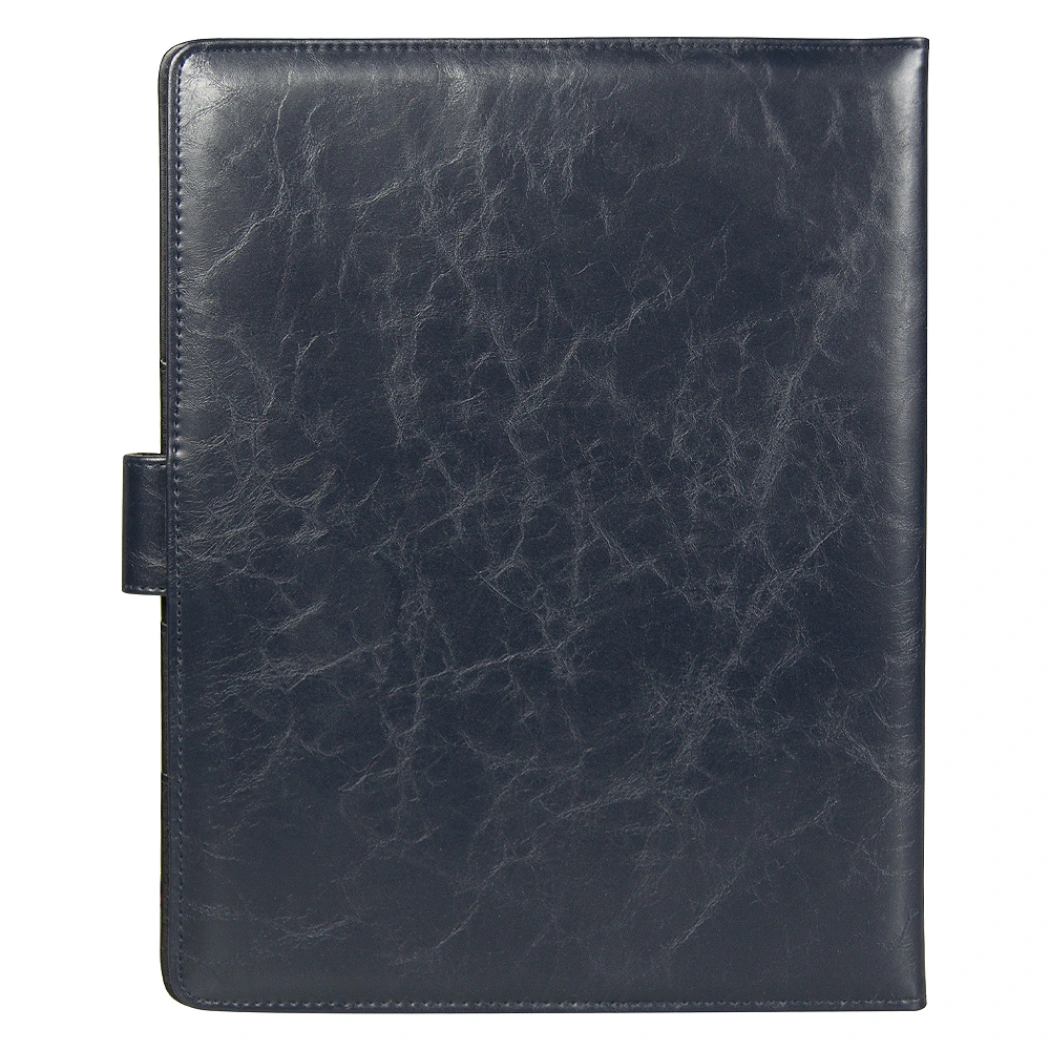 Папка-органайзер на кнопке с поворотным калькулятором и блокнотом, синяя