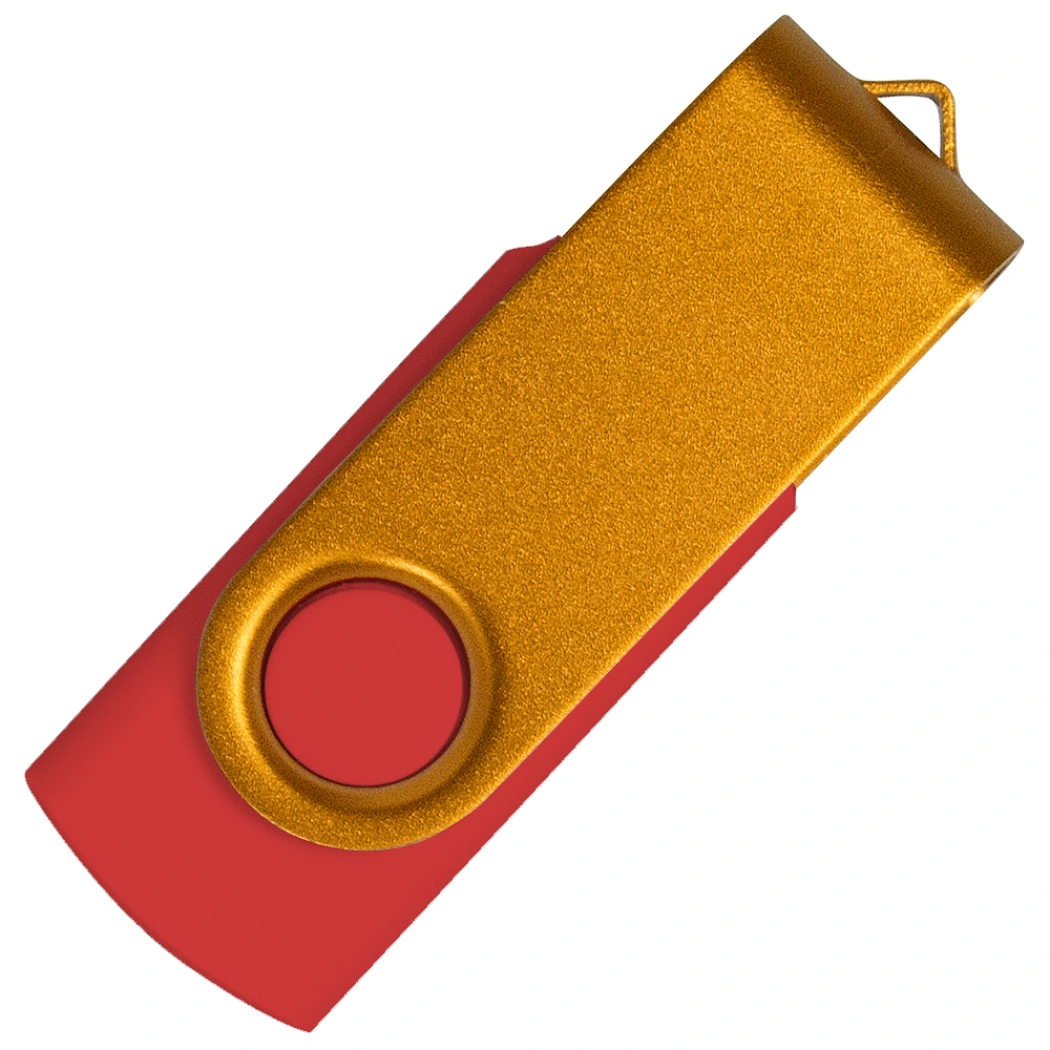Флеш накопитель USB 2.0 Twister Сolor Mix 16GB, пластик Софт Тач/металл, красный/золотистый