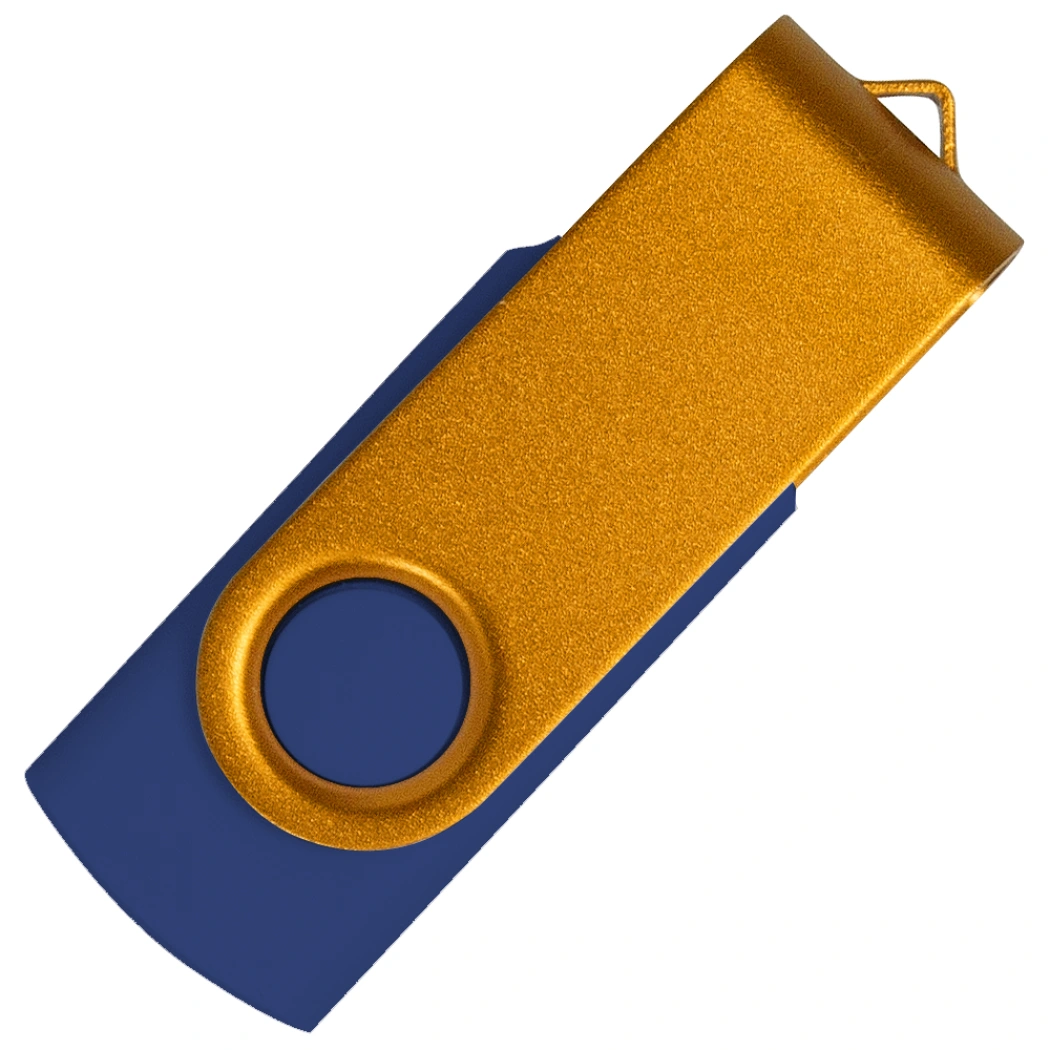Флеш накопитель USB 2.0 Twister Сolor Mix 16GB, пластик Софт Тач/металл, темно-синий/золотистый
