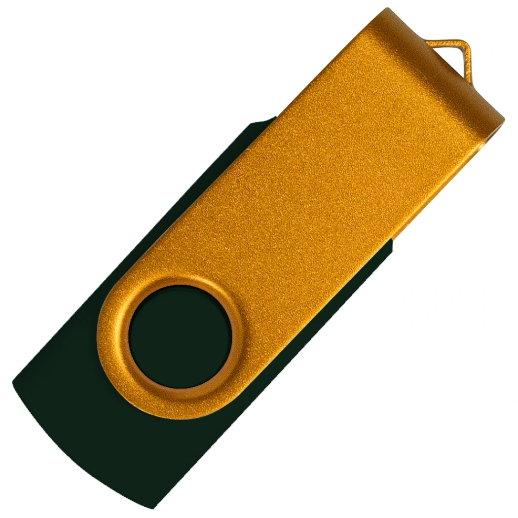 Флеш накопитель USB 2.0 Twister Сolor Mix 16GB, пластик Софт Тач/металл, черный/золотистый