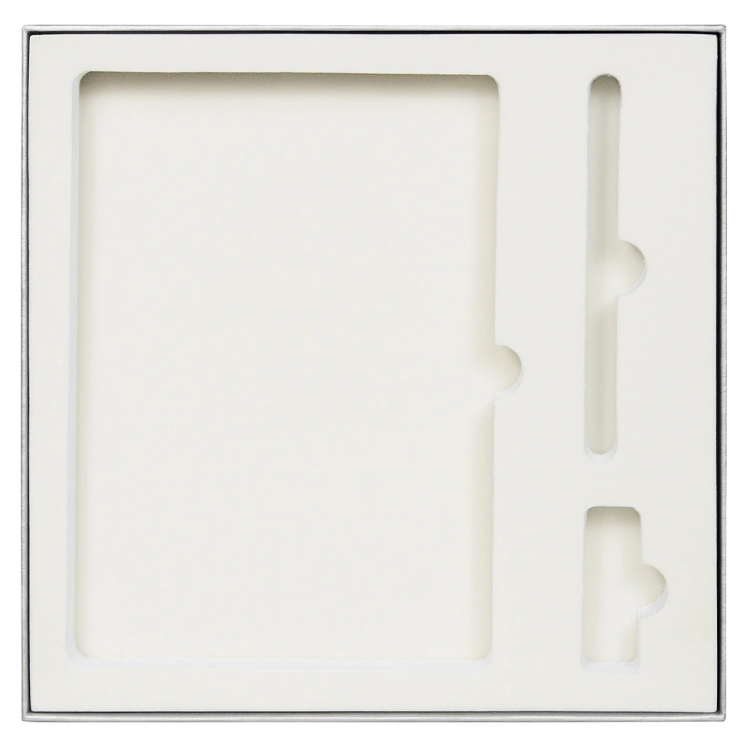 Коробка подарочная Solution Superior Linen под ежедневник, ручку и флешку, темно-синяя, 25,7x25,7 см, бежевый ложемент