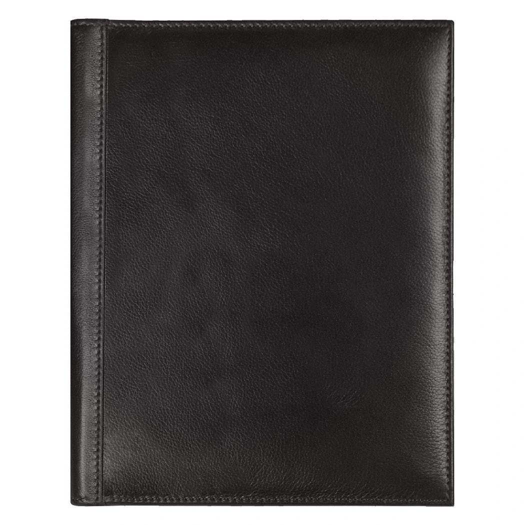 Суперобложка из натуральной кожи Universal leather размер А5+ , черная,  с блокнотом