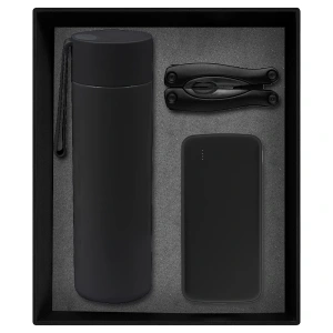 Набор подарочный Solution Prestige Trio (внешний аккумулятор, мультитул, термос), черный