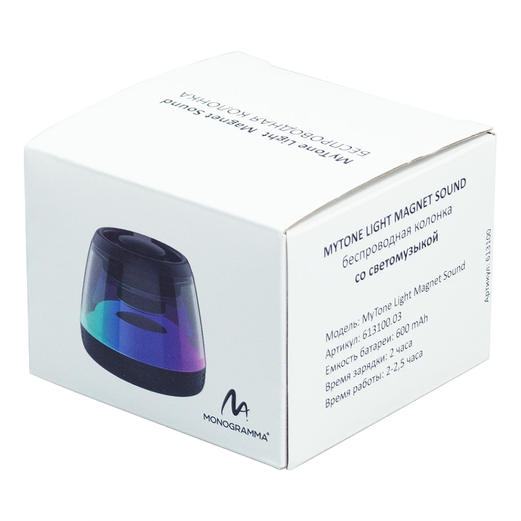 Колонка беспроводная MyTone Light  Magnet Sound, со светомузыкой, черная