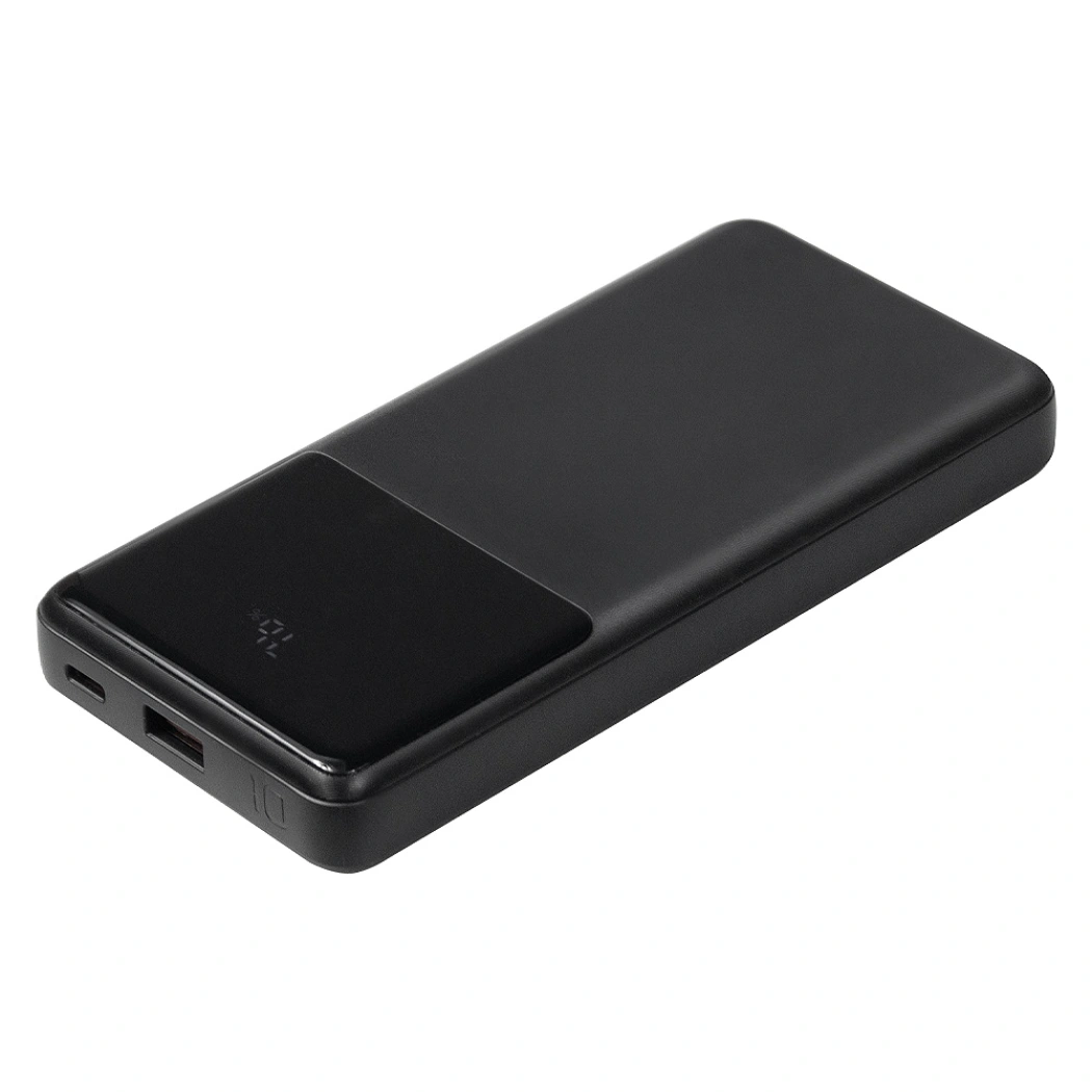 Внешний аккумулятор (powerbank)  «Stream 10»,  10 000 mAH, с двумя зарядными шнурами,  22,5W (Ватт)  super fast charge, Power Delivery (PD) 25.5W (dfnn),  c цифровым дисплеем для контроля заряда, черный