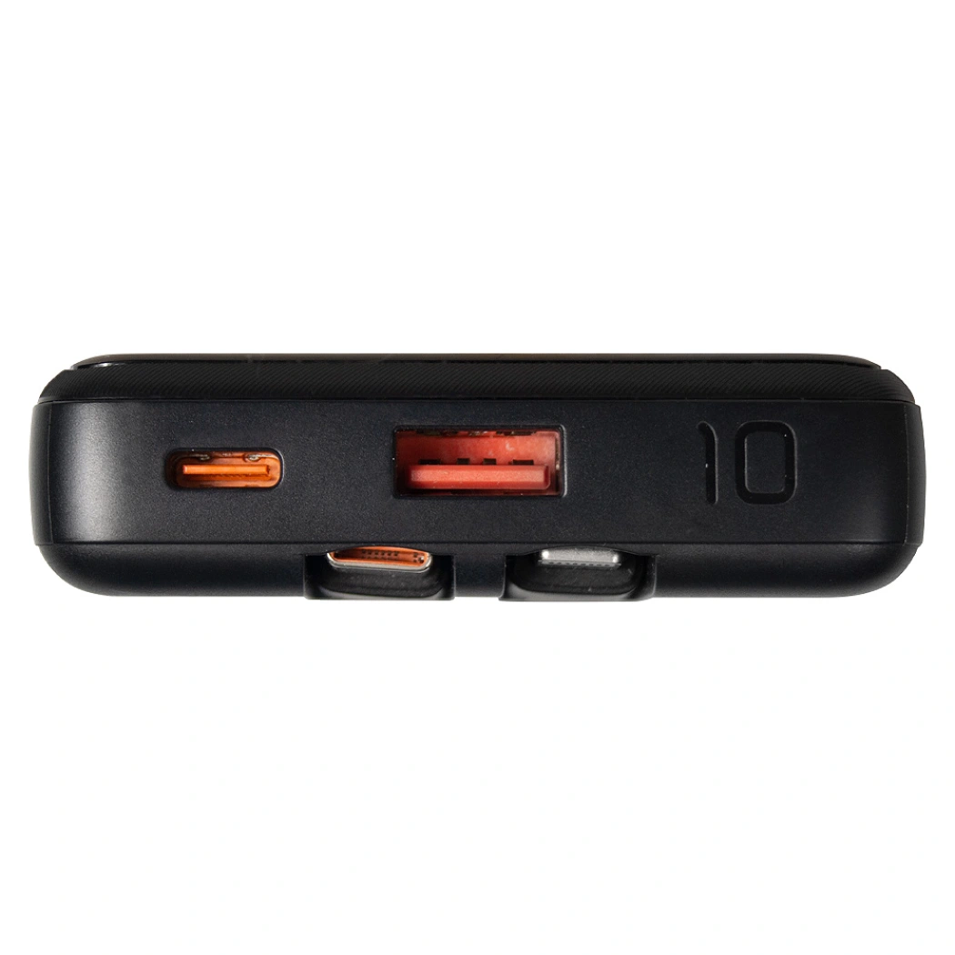 Внешний аккумулятор (powerbank)  «Stream 10»,  10 000 mAH, с двумя зарядными шнурами,  22,5W (Ватт)  super fast charge, Power Delivery (PD) 25.5W (dfnn),  c цифровым дисплеем для контроля заряда, черный