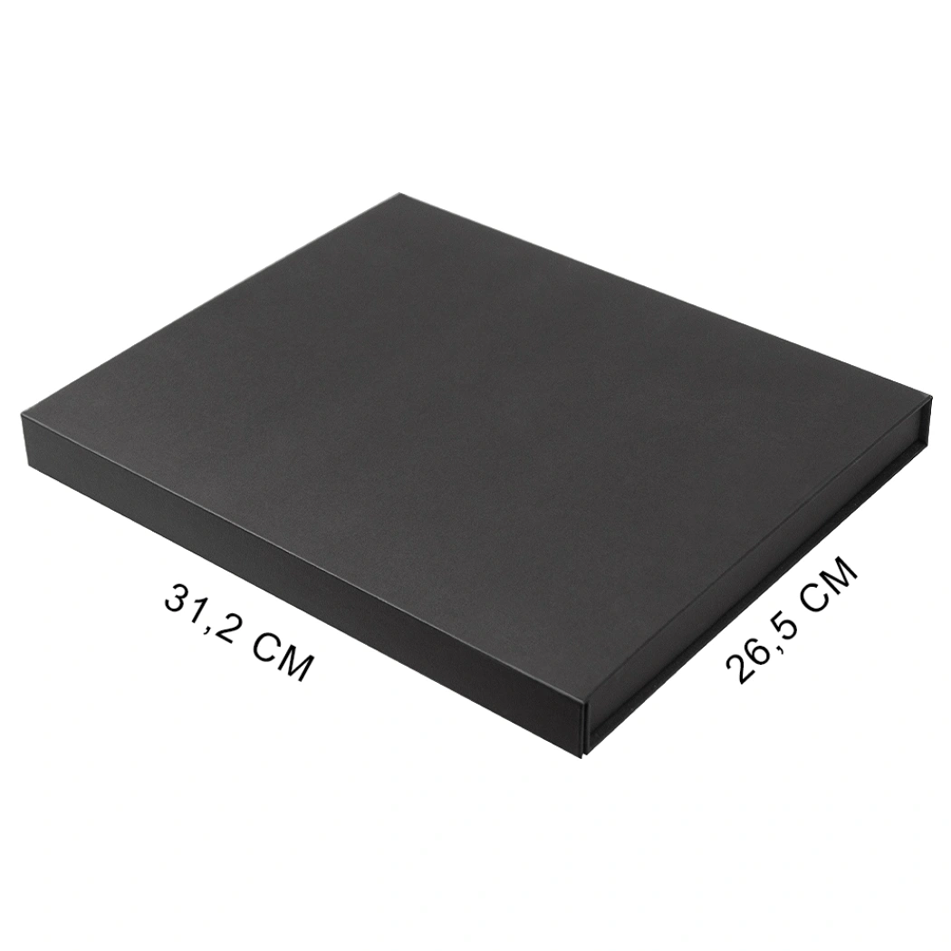 Коробка подарочная Solution Prestige Yota Fabrique, размер 31,3*26,9*3,7 см,  с магнитным клапаном, под индивидуальную вырубку,  с черным ложементом, черная