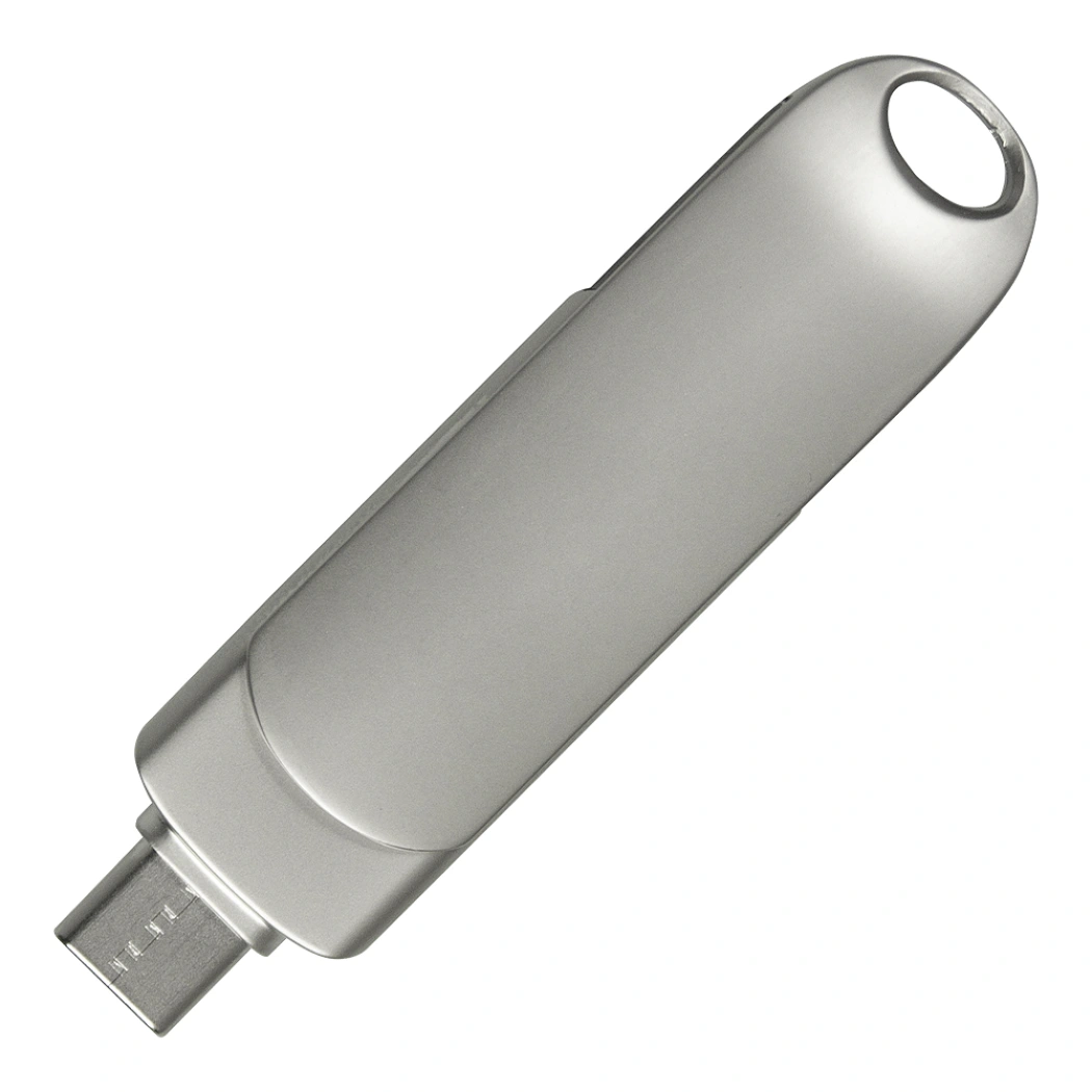 Флеш накопитель USB 2.0 + TYPE C Cupertino, металл, серебристый матовый, 32 GB