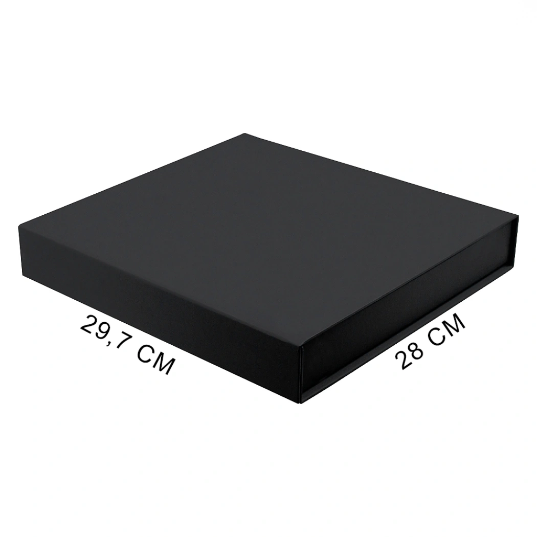 Подарочная коробка, размер 29,7*28,0*4,5 см, Solution Prestige Magnum Linen с магнитным клапаном, черная, без ложемента