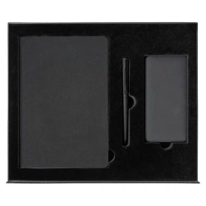 Набор подарочный Solution Prestige Yota Trio (Ежедневник Flexy Latte Color А5, Внешний аккумулятор (powerbank) «WeCharge Velvet», ручка SAMURAI Requis ) в подарочный коробке, черный
